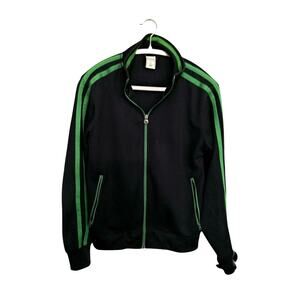 Y2K Old Navy athletic track retro jacket black green striped zip streetwear